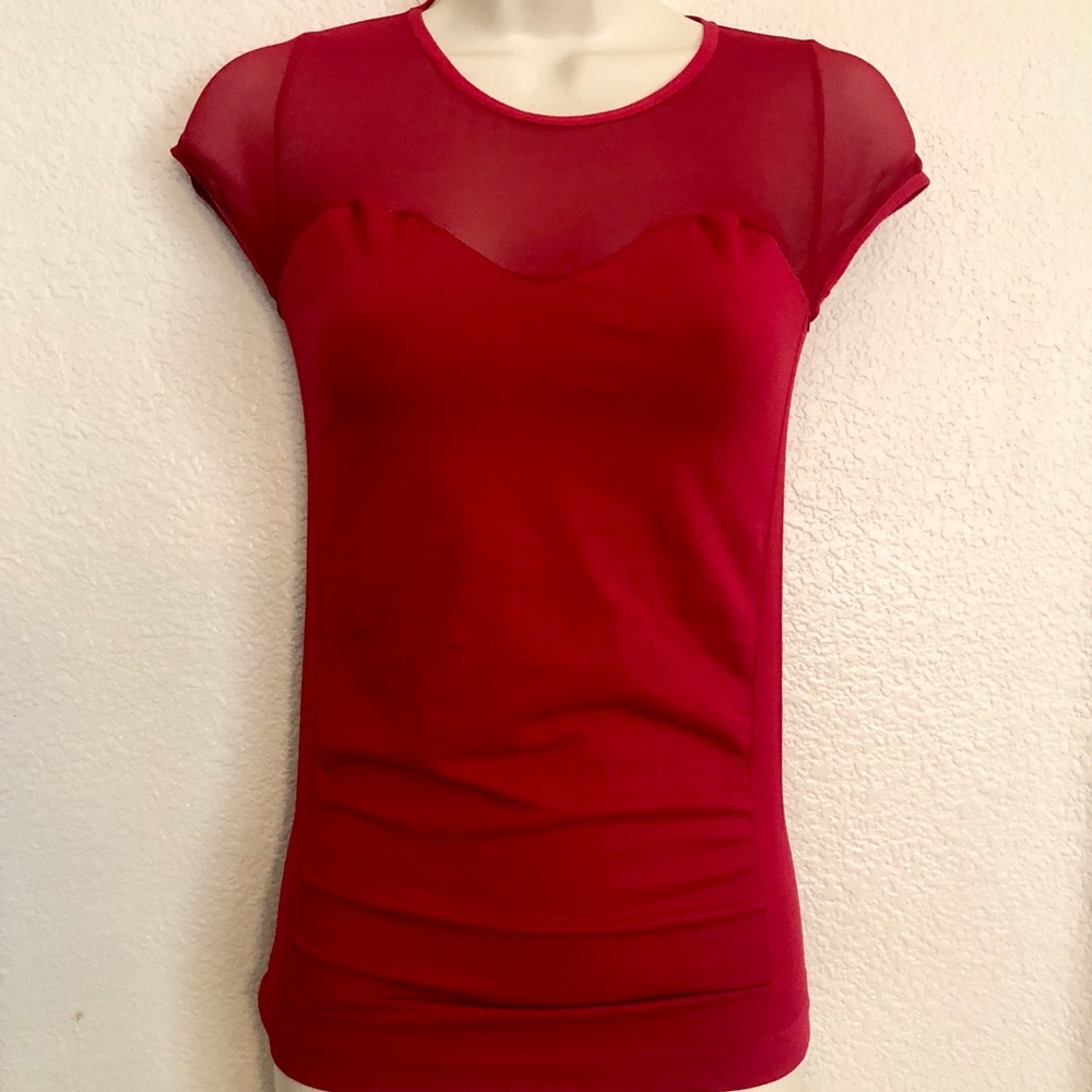 NWOT Sexy Hidden Lotus Top with sheer top.